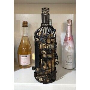 Wine Cork Holder Metal Bottle Decor Rustic Kitchen Bar Countertop